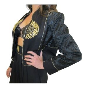 Night Lights Vintage 90's Kimono Pantsuit Brocade Embroidered Women's Size 8